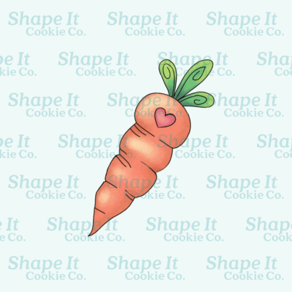 Cute carrot with heart cookie cutter image for Shape It Cookie Co.
