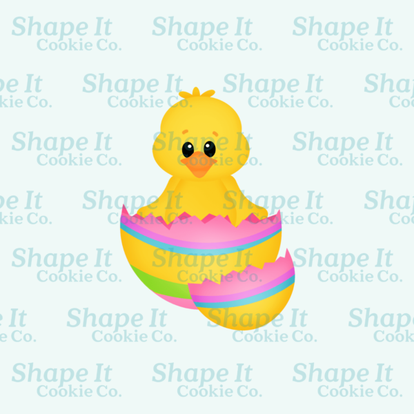 Easter chick inside rainbow egg cookie cutter image for Shape It Cookie Co.