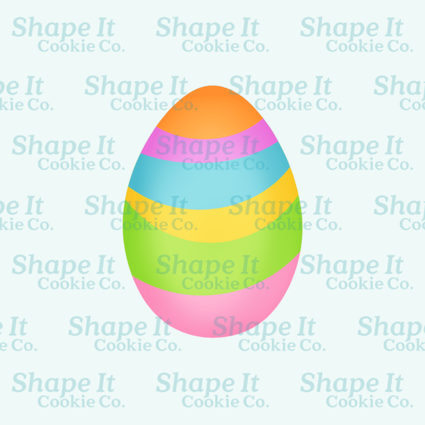 Long rainbow striped easter egg cookie cutter image for Shape It Cookie Co.