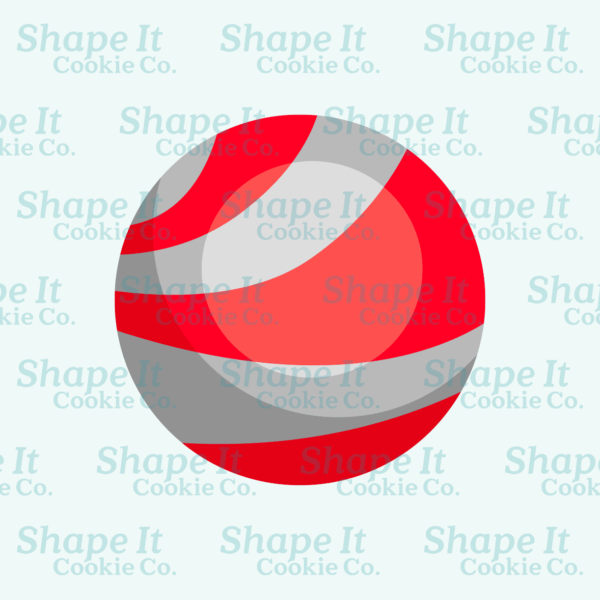 Red and gray colored planet cookie cutter image for Shape It Cookie Co.