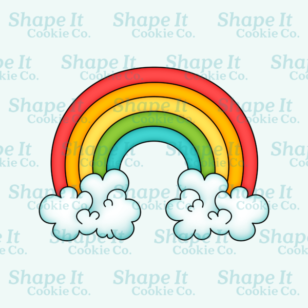 Rainbow with clouds at the ends cookie cutter image for Shape It Cookie Co.