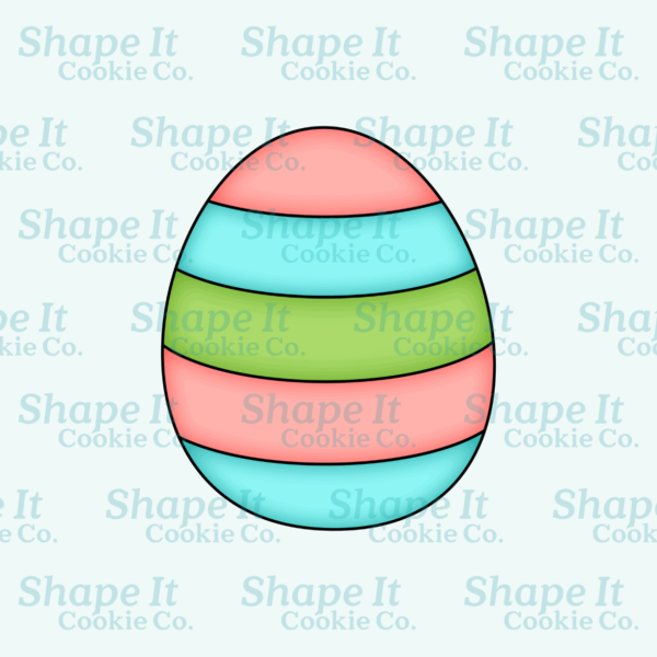 Round striped Easter egg cookie cutter image for Shape It Cookie Co.