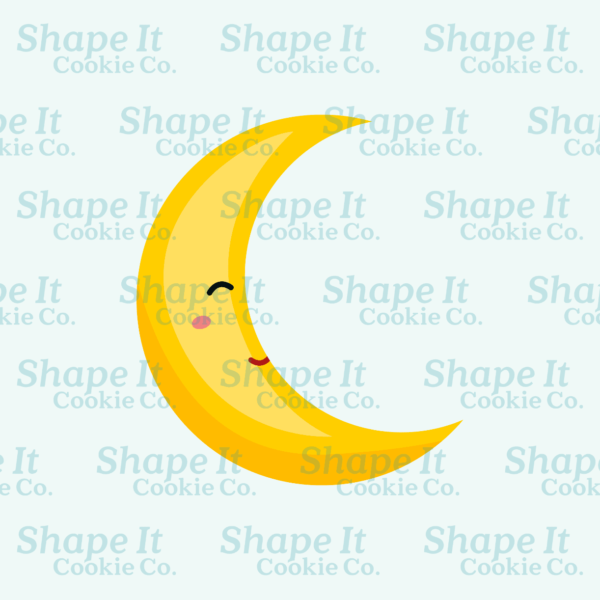Sleeping waning crescent moon cookie cutter image for Shape It Cookie Co.