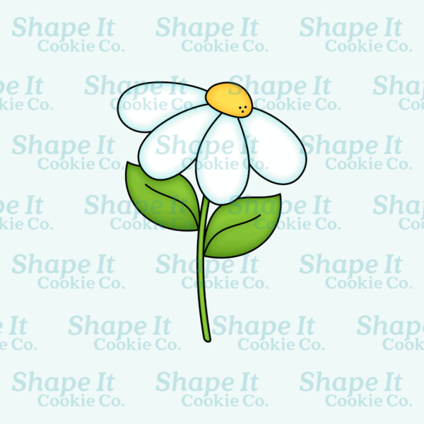 Spring daisy flower and stem missing a few petals cookie cutter image for Shape It Cookie Co.