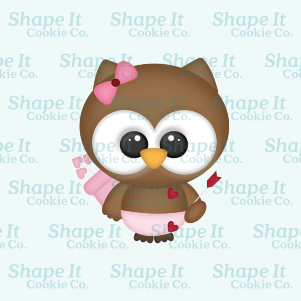 Brown valentine love cupid owl cookie cutter image for Shape It Cookie Co.