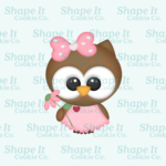 Sweet Love Girl Owl in Pink Dress Cookie Cutter