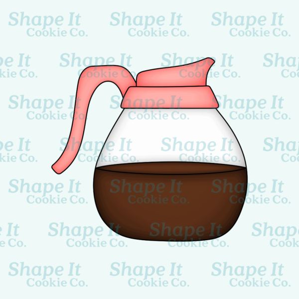 Coffee jug with pink rim cookie cutter image for Shape It Cookie Co.