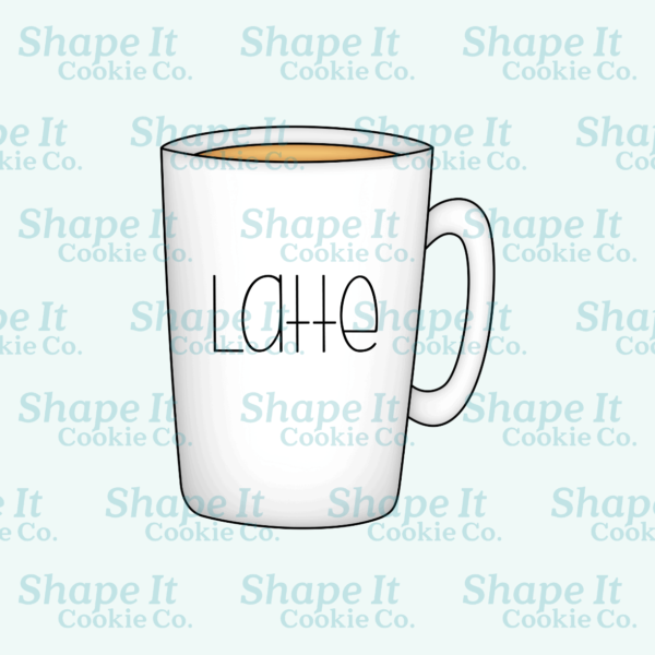 White latte mug cookie cutter image for Shape It Cookie Co.