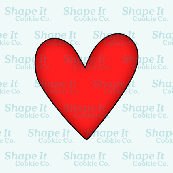 Valentine hand-drawn red heart cookie cutter image for Shape It Cookie Co.