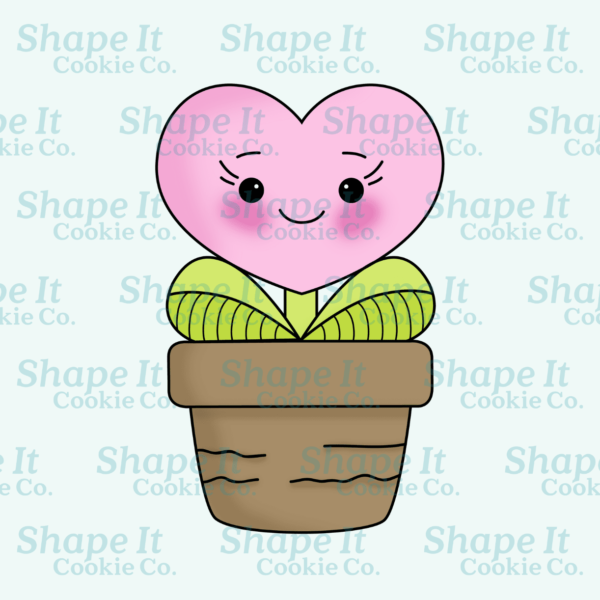 Heart shape flower in a pot cookie cutter image for Shape It Cookie Co.