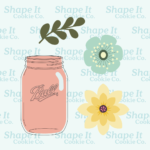 Mason Jar with Flowers Cookie Cutters Set