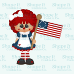 Americana Raggedy Girl with USA Flag Cookie Cutter