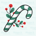 Candy Cane with Christmas Berries Cookie Cutter