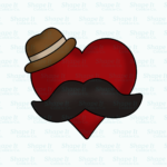 Mustache Heart with Hat Cookie Cutter